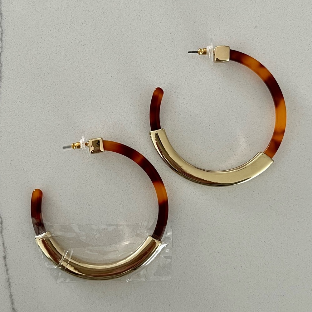 Baublebar Tortoise & Gold Hoop Earrings